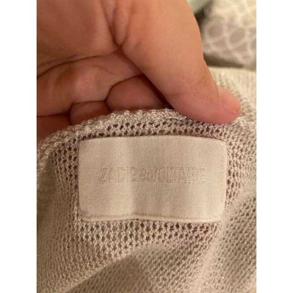 Zadig and Voltaire Sweater Top Open Knit Silver Size Small - Picture 4 of 5